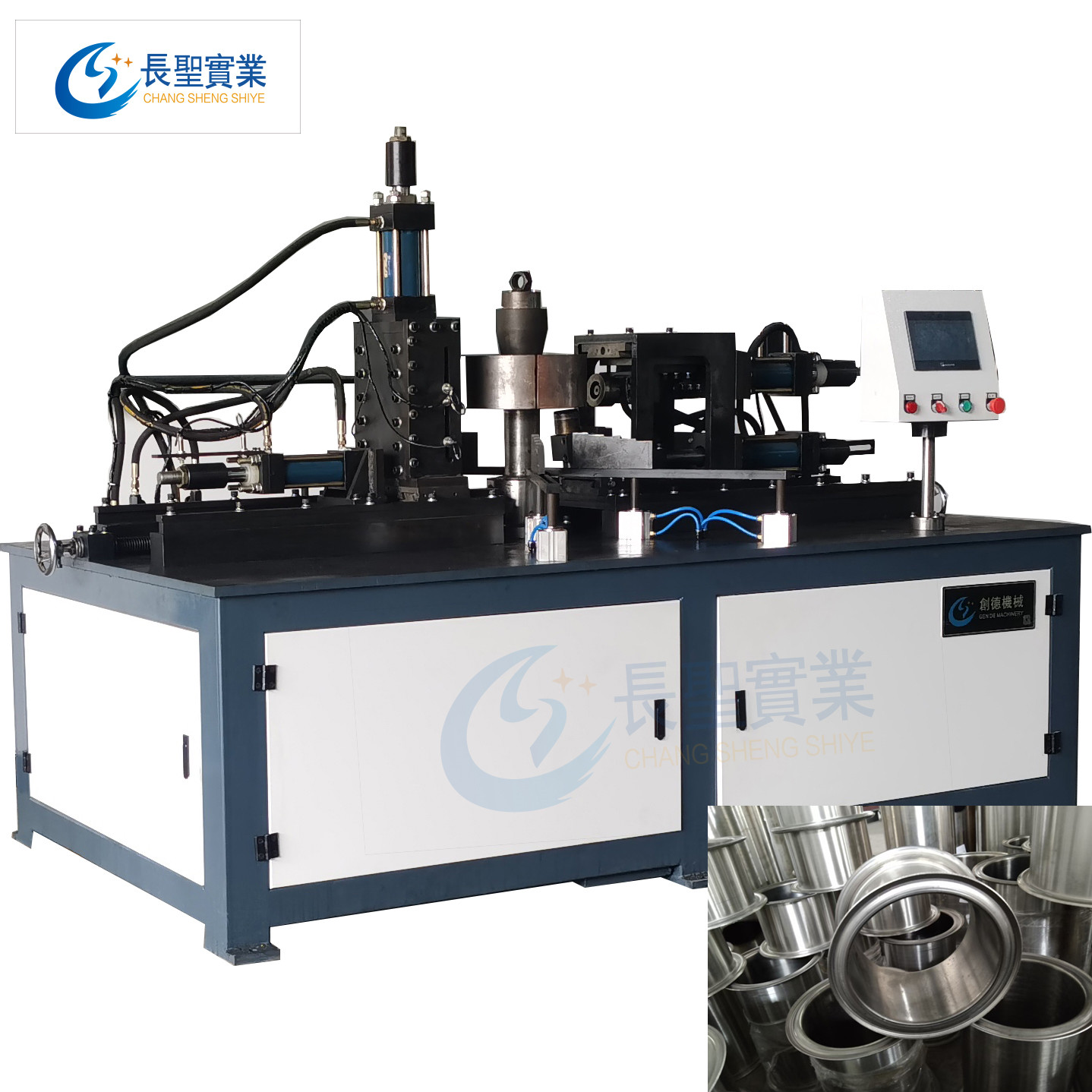 不鏽鋼(gang)圓筒 S凹(ao)槽壓邊(bian)自動翻(fān)邊機